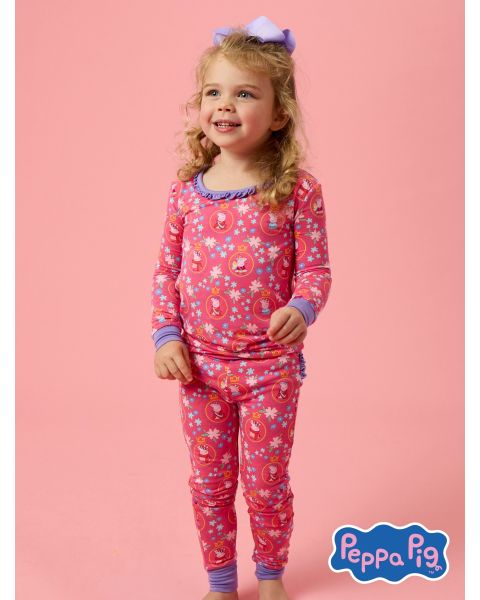 Dress Up Peppa Pig Ruffle Long Sleeve Pajama Set, Bamboo Viscose