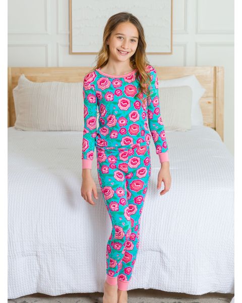 Bright Blossoms Ruffle Long Sleeve Pajama Set