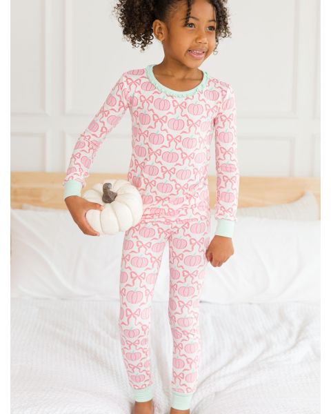 Pink Fairytale Pumpkins Ruffle Long Sleeve Pajama Set