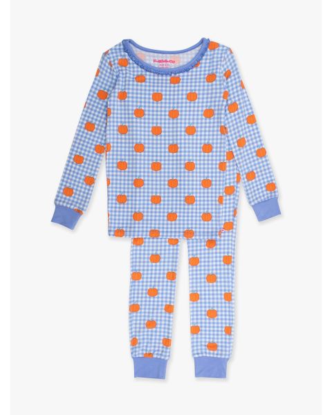 Pumpkin Patch Gingham Ruffle Long Sleeve Pajama Set