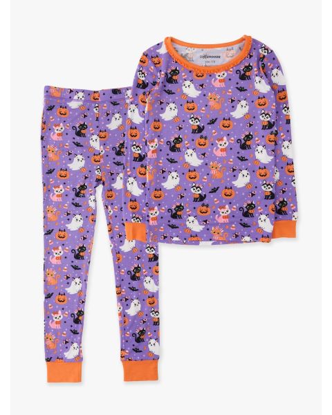 Boo-tiful Kittens Ruffle Long Sleeve Pajama Set, Bamboo Viscose
