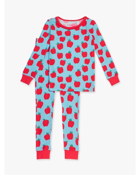 Blue Apple of My Eye Girls Long Sleeve Pajama Set, Modal Blend