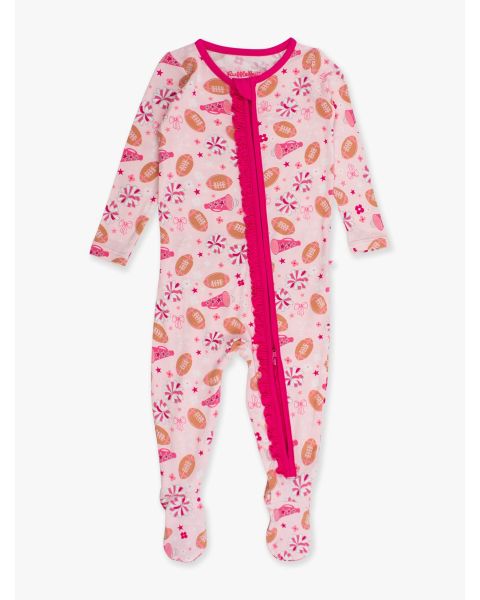 Spirit Squad Ruffle One Piece Footie Pajama, Bamboo Viscose