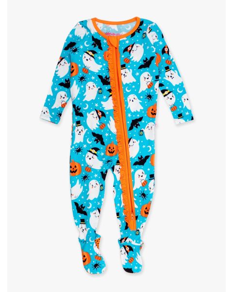 Happy Halloween Ruffle One Piece Footie Pajama, Bamboo Viscose