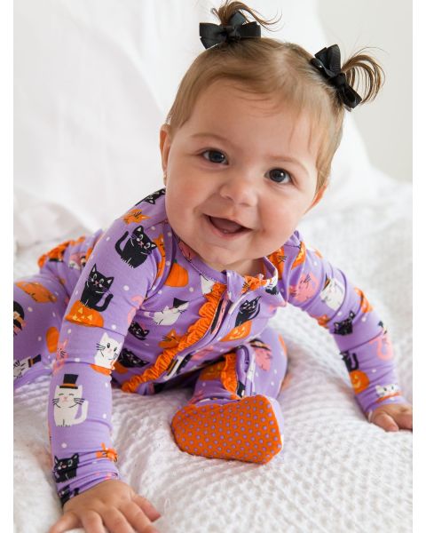 Kitty Costumes Ruffle One Piece Footie Pajama, Bamboo Viscose