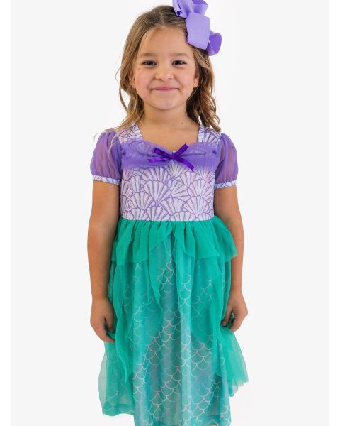 Magical Mermaid Princess Dress-Up Puff Sleeve Nightgown