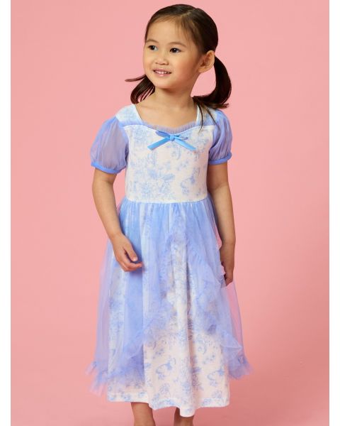 Periwinkle Blue Butterfly Garden Toile Princess Dress-Up Sweetheart Nightgown