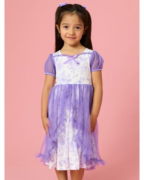 Wisteria Purple Butterfly Garden Toile Princess Dress-Up Sweetheart Nightgown