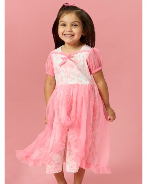 Bubblegum Pink Butterfly Garden Toile Princess Dress-Up Sweetheart Nightgown