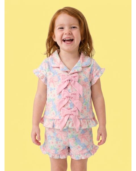 Bow Blooms Short Sleeve Bow Ruffle Pajama Set