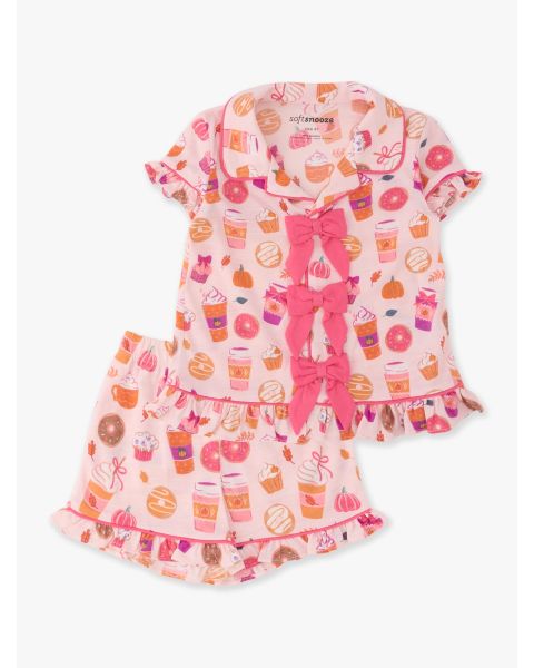 Autumn Spice Short Sleeve Bow Ruffle Pajama Set