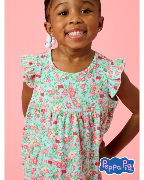 Blue Floral Peppa Pig Toddler Flutter Pajama Night Gown