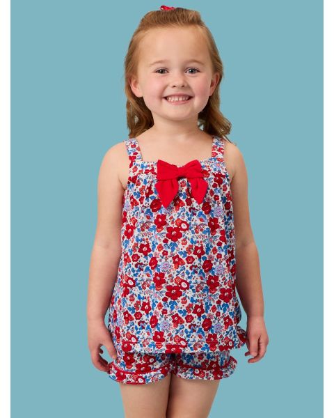 Freedom Floral Bow Tank & Short Pajama Set