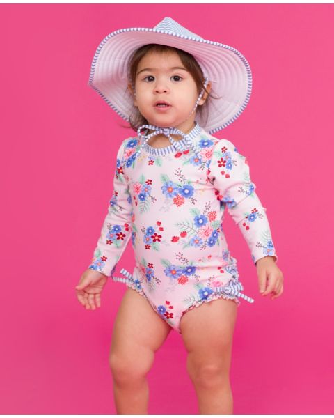 Coastal Breeze Floral Long Sleeve One Piece Rash Guard