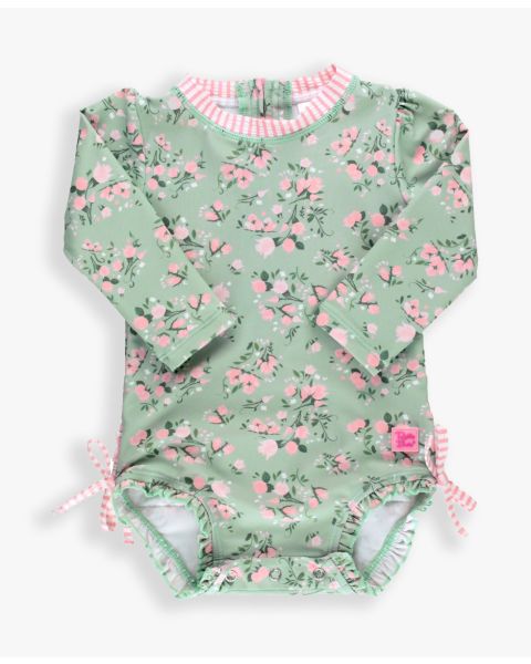 Tea Roses Long Sleeve One Piece Rash Guard