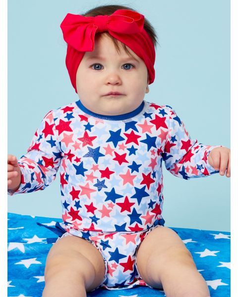 Shimmer Star-Spangled Long Sleeve One Piece Rash Guard