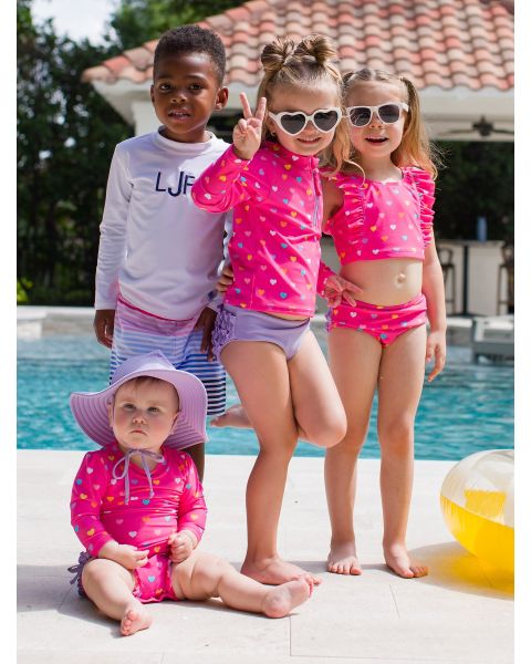 Colorful Hearts Long Sleeve One Piece Rash Guard