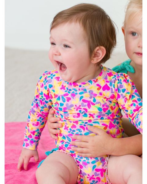 Vibrant Neon Long Sleeve One Piece Rash Guard