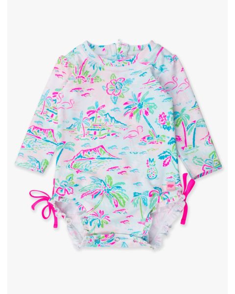 Tropical Resort Long Sleeve One Piece Rash Guard