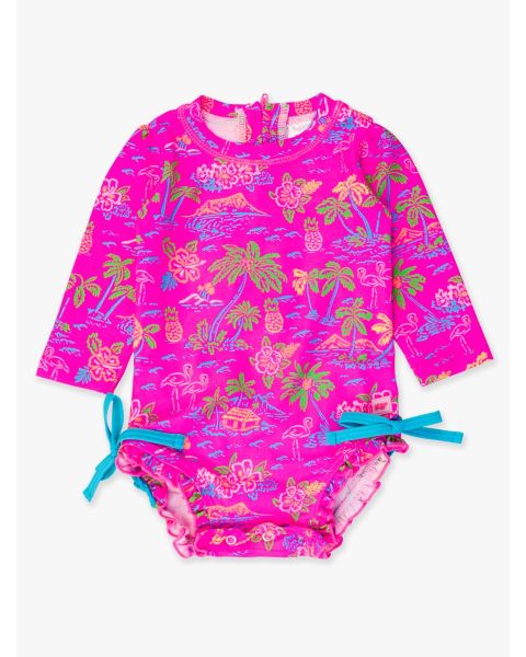 Neon Island Time Long Sleeve One Piece Rash Guard