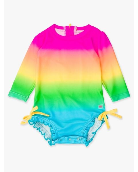 Neon Sunset Long Sleeve One Piece Rash Guard