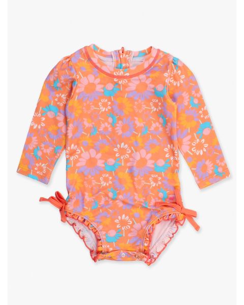 Coral Floral Long Sleeve One Piece Rash Guard