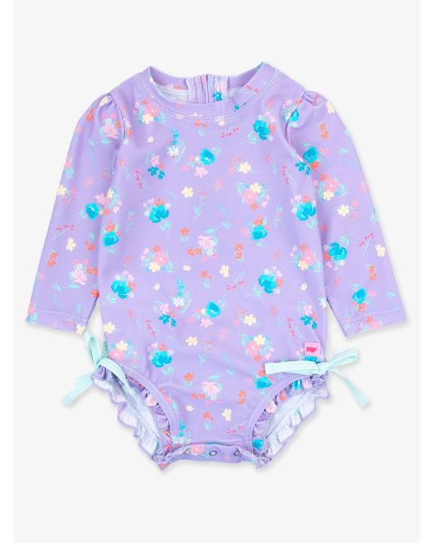 Purple Garden Long Sleeve One Piece Rash Guard