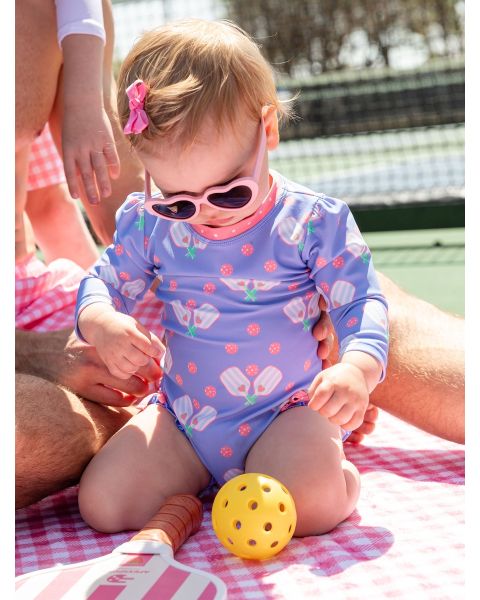 Pickleball Playtime Long Sleeve One Piece Rash Guard Swimsuit