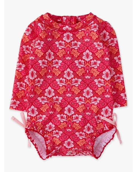 Wildflower Rodeo Long Sleeve One Piece Rash Guard Swimsuit, with Signature Rear Ruffles