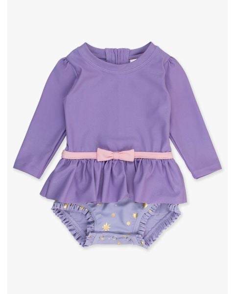 Amethyst Princess Long Sleeve Bow Skirted One Piece Swimsuit