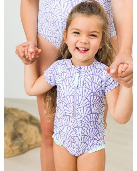 Magical Mermaid Girls Short Sleeve One Piece Rash Guard