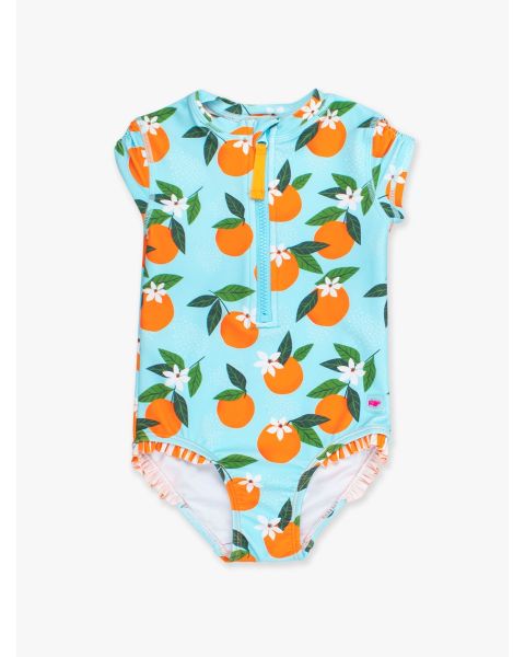 Blue Orange You The Sweetest Short Sleeve Rash Guard One Piece Swimsuit