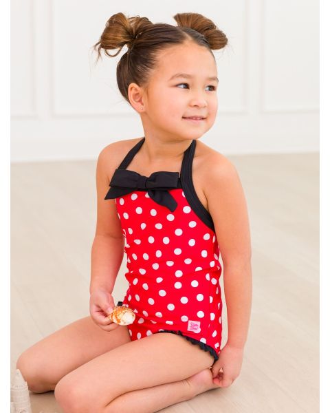 Red Vintage Polka Dot Halter One Piece