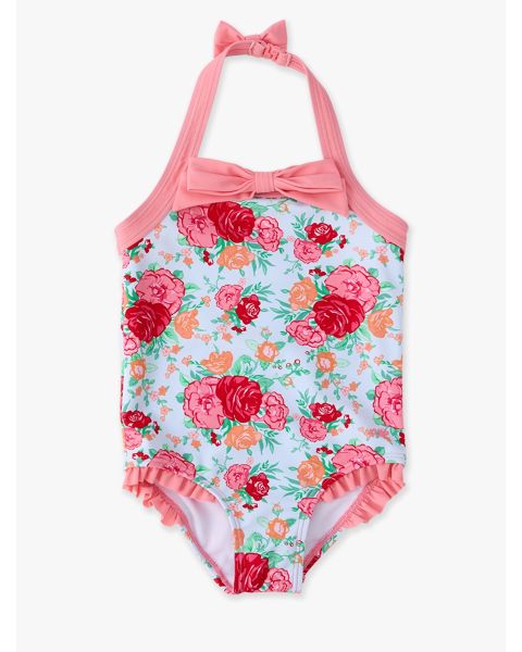 Rosy Meadow Halter One Piece Swimsuit