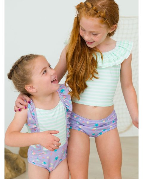 Purple Garden Ruffle Tankini