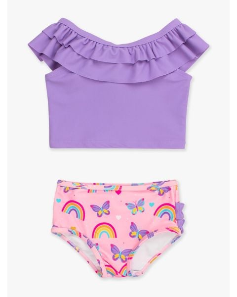 Rainbows & Butterflies Ruffle Tankini 2-Piece Swimsuit, with Signature Rear Ruffles