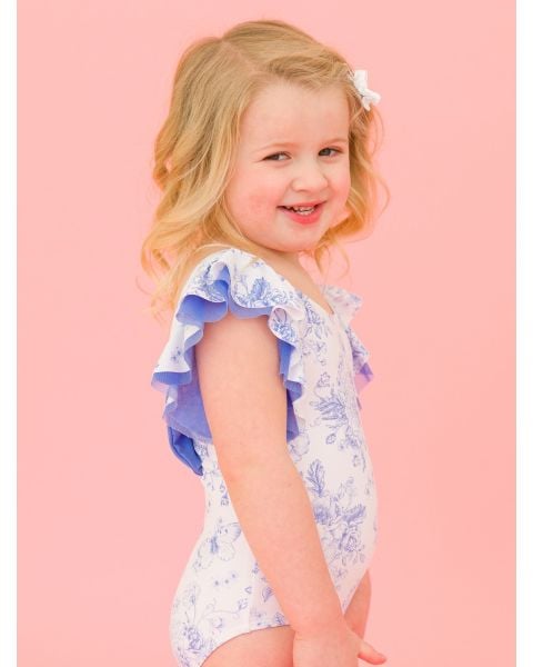 Periwinkle Blue Butterfly Garden Toile Butterfly One Piece