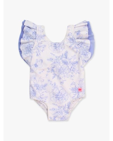 Periwinkle Blue Butterfly Garden Toile Butterfly One Piece