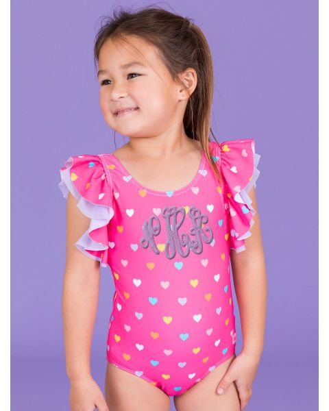 Colorful Hearts Butterfly One Piece Swimsuit