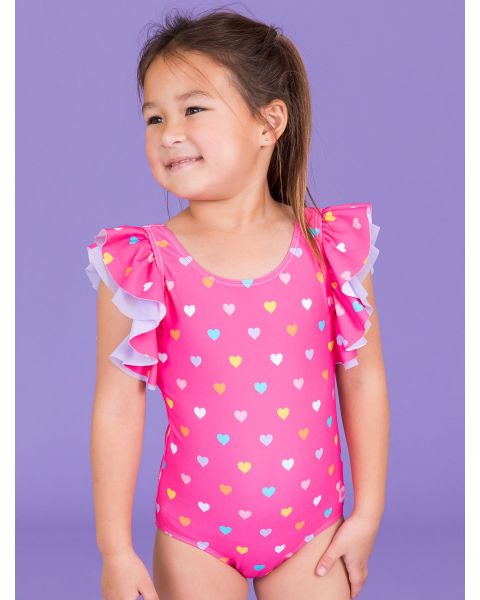Colorful Hearts Butterfly One Piece Swimsuit