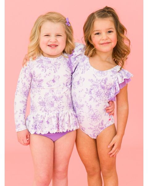 Wisteria Purple Butterfly Garden Toile Butterfly One Piece