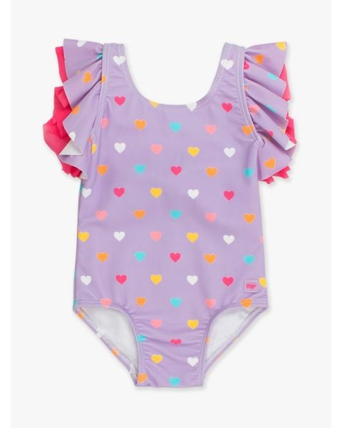 Lavender Colorful Hearts Butterfly One Piece Swimsuit
