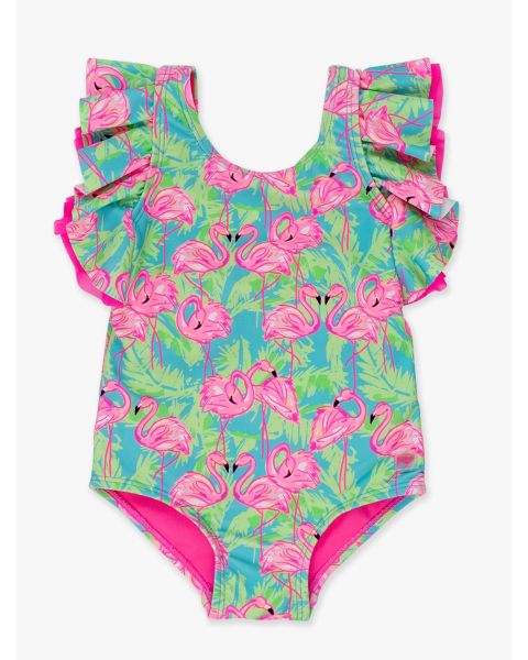 Neon Flamingo Fun Butterfly One Piece Swimsuit