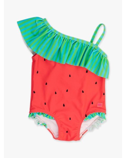 Watermelon One Shoulder Ruffle One Piece Swimsuit