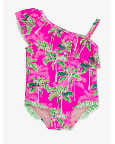 Neon Palm Paradise One Shoulder One Piece Swimsuit