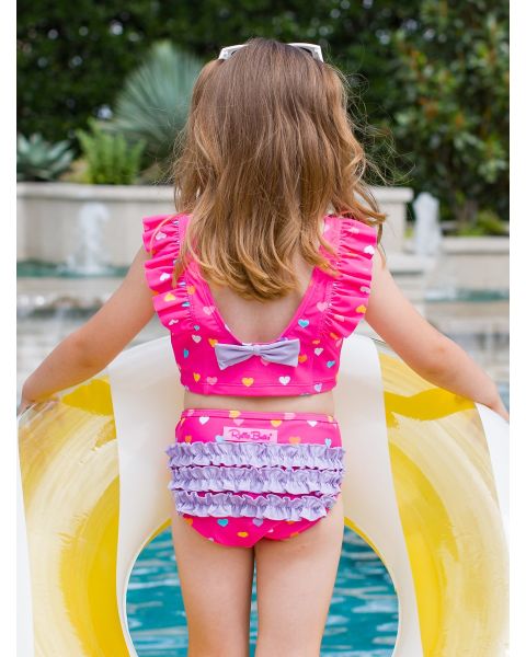 Colorful Hearts Waterfall Tankini