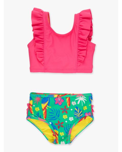 Parrot Palms Waterfall Tankini 2-Piece Swimsuit, with Signature Rear Ruffles