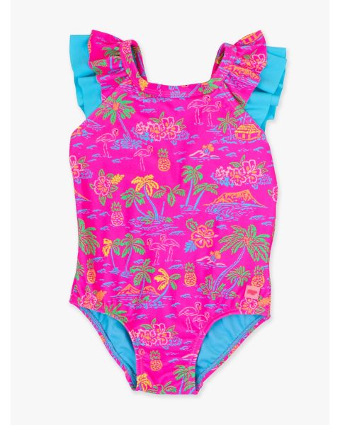 Neon Island Time Ruffle V-Back One Piece