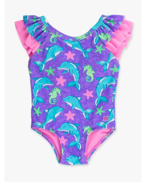 Neon Fin Friends Bow V-Back One Piece Swimsuit