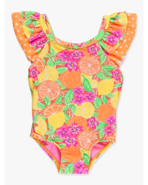 Neon Squeeze the Day Bow V-Back One Piece Swimsuit
